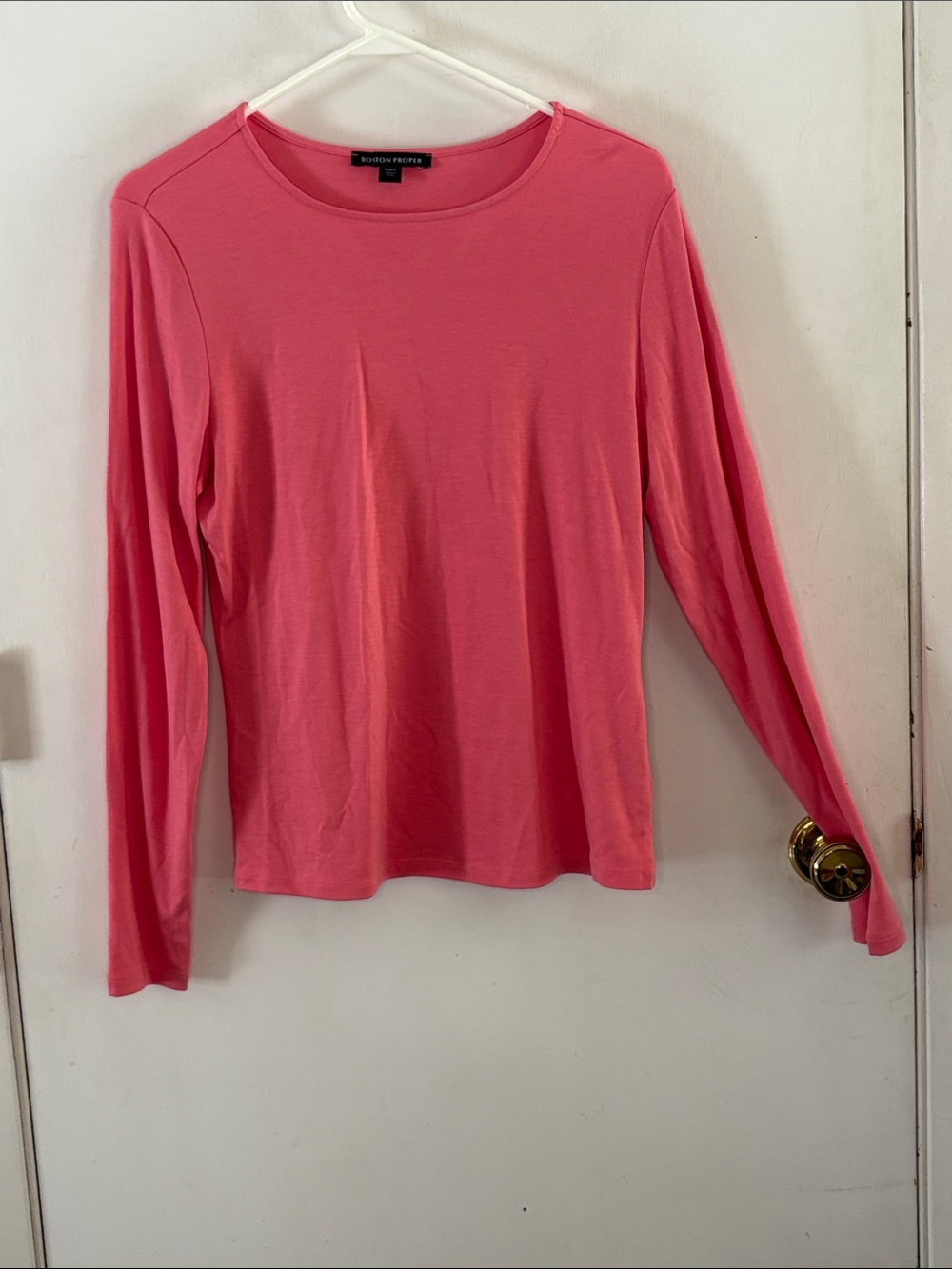 Boston Proper watermelon pink long sleeve knit top Size Large